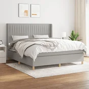 Greatstore Box spring postelja z vzmetnico svetlo siva 180x200 cm blago