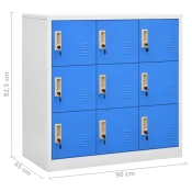 Vidaxl omara s ključavnico 5 kosov siva in modra 90x45x92,5 cm jeklo
