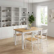 vidaXL Jedilna miza EKAI Bela 112 x 70 x 76,5 cm Trdna borovina