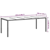 Vidaxl Vrtna miza Siva 250 x 100 x 75 cm poli ratan