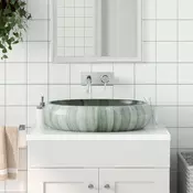Vidaxl vidaXL Umivalnik za pult zelen ovalen 59x40x15 cm keramičen