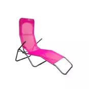eoshop Zložljiv kovinski vrtni ležalnik 186 x 60 x 98 cm, temno rožnat, 100 kg