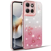 GS Ovitek za Motorola Moto G56 5G, bleščeč cvet, roza zlata