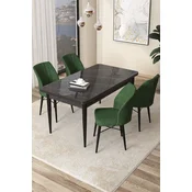 Hanah Home Set Trpezarijski sto i 4 stolice Arp, Zeleno-crni