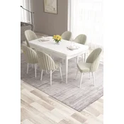 Hanah Home Set Trpezarijski sto i 6 stolica Roz, Krem-beli