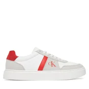 Superge Calvin Klein Mixed Texture Lace Up Cupsole Trainers YM0YM01395 Bela
