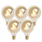 Set 5 dimljivih LED žarnic E27 G95 zlata 5W 380lm 2200K