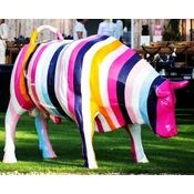 Casa Padrino XXL decorative sculpture bull white/colorful 235 x H. 140 cm