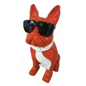 Casa Padrino luxury decorative sculpture dog bulldog red/white/black H. 80 cm - Large decorative figure - XXL decorative sculpture - XXL decorative figure - Luxury XXL figures