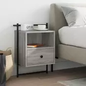 Vidaxl vidaXL Stenska nočna omarica, siva, sonoma hrast, 40x30x61 cm