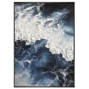 Casa Padrino Luxury Designer Oil Painting Blue/White/Black 120 x 9 x H. 160 cm - Hand Painted Painting with Metal Frame - Luxury Wall Art - Designer Wall Art - Decorative Accessories