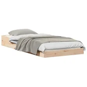 Vidaxl Konstrukcija postelje Naravna 100 x 220 cm Masivno borovo les