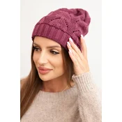 Kesi Womens winter hat with wool in structural weave K432 dark purple