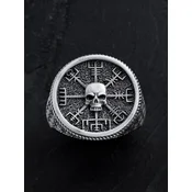 REYTEL Prstan VEGVISIR WITH SKULL srebrna