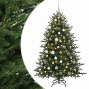 Vidaxl Umetna božična jelka z bučko 240 cm 300 LED Toplo bela