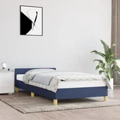 shumee vidaXL Posteljni okvir brez vzmetnice, moder, 100x200 cm, oblazinjen s tkanino