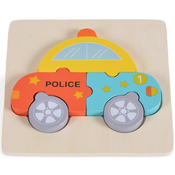 Djecja drvena slagalica Moni Toys - Policijski auto iz 5 dijelova