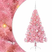 Vidaxl Umjetna preddekorirana božićna jelka Roza 150 cm PVC