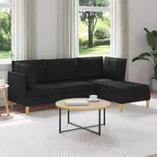 vidaXL Komplet pohištva za dnevno sobo z blazino 4 pcs Črna Blago