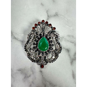 Brooch XZ459-109 silver + green