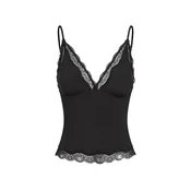 cfab Top Deep Neck Lace Top črna