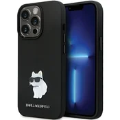 Karl Lagerfeld Ovitek Karl Lagerfeld KLHCP14LSMHCNPK za iPhone 14 Pro - črna Silicone C Metal Pin