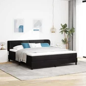 Krevet s opruga kutije s uzglavljem Crna 180 x 200 cm Baršun