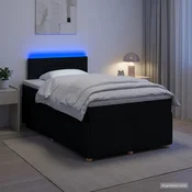 vidaXL Postelja boxspring z vzmetnico Črna 120 x 190 cm Blago