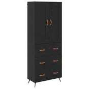 Vidaxl Visok predalnik s predalom Črna Orehovina 69,5 x 34 x 180 cm