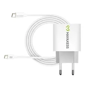 OEM Mayaxess, Omrežni polnilnik za Galaxy S23 Fe 20W + 1m USB-C kabel, Bela, (5000275860)