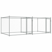Kavez za pse s vratima sivi 4 x 2 x 1,5 m od pocincanog celika
