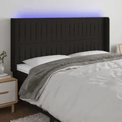 Vidaxl vidaXL Vzglavje postelje z LED diodo črno 183x16x118/128 cm blago