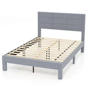 Northix Žametni platform posteljni okvir 200x140 cm lesen 250kg siv