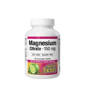 Natural Factors – Magnezijev citrat 150 mg, žvečljive tablete z okusom limete (90 tablet)