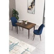 Hanah Home trpezarijski set Nil, sto i 2 stolice, ploca u dekoru drveta Baroque, teget tkanina Babyface