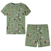 vidaXL Otroška pižama s kratkimi rokavi svetlo kaki 116