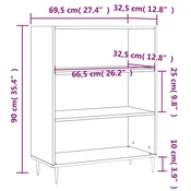 Regal za knjige boja hrasta 69,5x32,5x90 cm konstruirano drvo