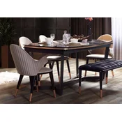 Casa Padrino luxury dining room set gray/black/copper - 1 Luxury Dining Room Table & 6 Luxury Dining Room Chairs with Armrests - Dining room furniture - Luxury furniture