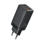 USAMS 65W USAMS GaN Power Delivery stenski polnilnik s hitrim polnjenjem 2xUSB-C 1xUSB črne barve