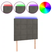 Vidaxl LED posteljno vzglavje temno sivo 90x5x118/128 cm žamet