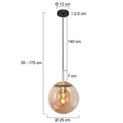 Steinhauer Obesek Bollique, medenina, O 25 cm, steklo, 1-svetloba, globus - Dnevna soba/jedilnica - medenina, jantar
