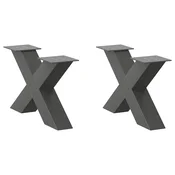 Noge za klub stolic u obliku slova X, 2 kom, antracit, 50 x (30-31) cm, celik