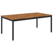 vidaXL Vrtnna jedilna miza Naravna in črna 196 x 100,5 x 75 cm