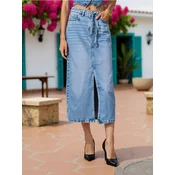 Sinsay - Jeans midi suknja s kaišem - plava