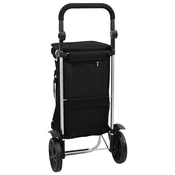 vidaXL vidaXL Nakupovalna voziček s kolesi in nastavljivim ročajem Črna 40 L, (22094821)