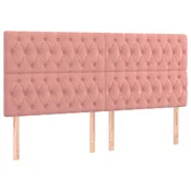 Vidaxl Vzglavje postelje roza 200x7x118/128 cm žamet
