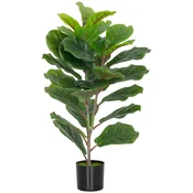 HOMCOM Lažna rastlina ficus lyrata visoka 80 cm, realistična umetna rastlina za notranjo uporabo s cvetličnim loncem, okras za dnevno sobo, dom in pisarno, zelena