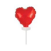 GoDan 8 cm folijski balon v obliki srca na palčki, rdeč | BS-4CRW