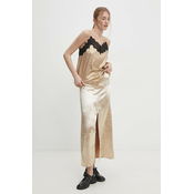 Suknja Answear Lab boja: zlatna, maxi, širi se prema dolje