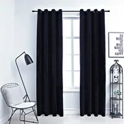 Vidaxl Zatemnitvene zavese z obročki 2 kosa žamet črne 140x225 cm